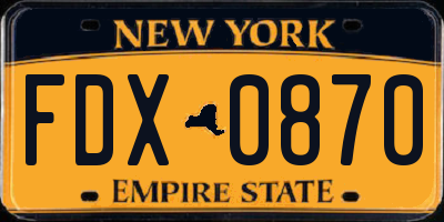NY license plate FDX0870