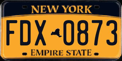 NY license plate FDX0873