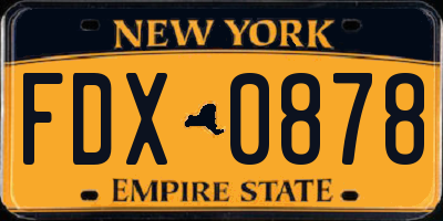 NY license plate FDX0878
