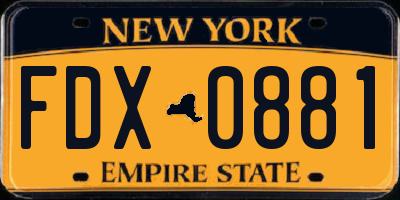 NY license plate FDX0881
