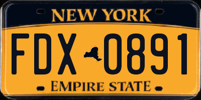 NY license plate FDX0891