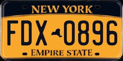 NY license plate FDX0896