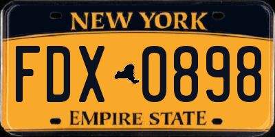 NY license plate FDX0898