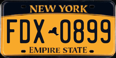 NY license plate FDX0899