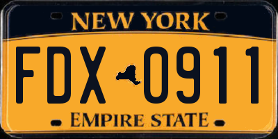 NY license plate FDX0911