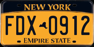 NY license plate FDX0912