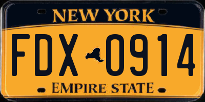 NY license plate FDX0914