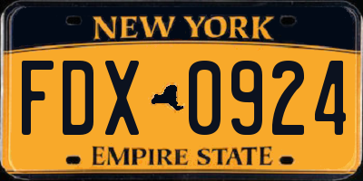 NY license plate FDX0924