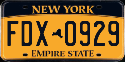 NY license plate FDX0929
