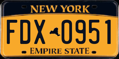 NY license plate FDX0951
