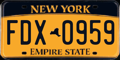 NY license plate FDX0959