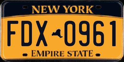 NY license plate FDX0961