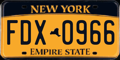 NY license plate FDX0966