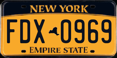 NY license plate FDX0969