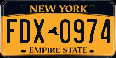 NY license plate FDX0974