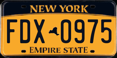 NY license plate FDX0975