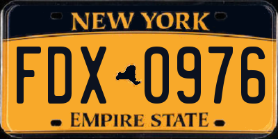 NY license plate FDX0976