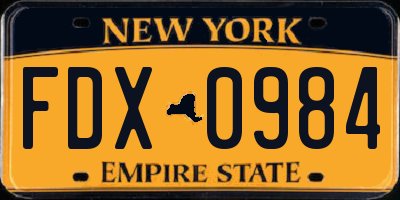 NY license plate FDX0984