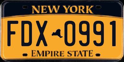 NY license plate FDX0991