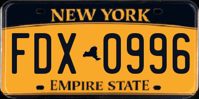 NY license plate FDX0996