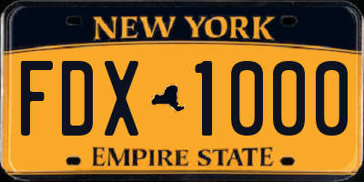 NY license plate FDX1000