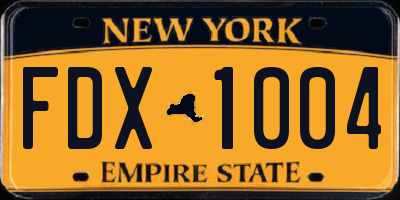 NY license plate FDX1004