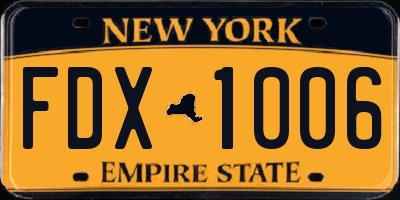 NY license plate FDX1006