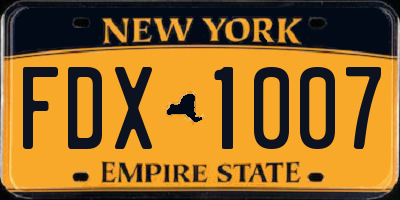 NY license plate FDX1007