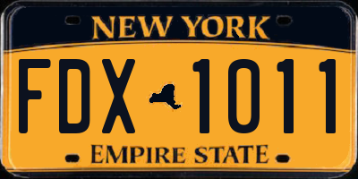 NY license plate FDX1011