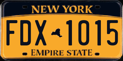 NY license plate FDX1015