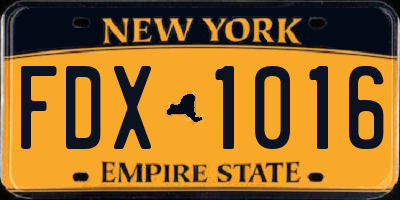 NY license plate FDX1016
