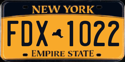 NY license plate FDX1022