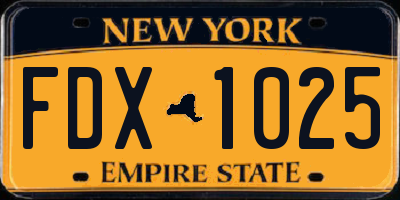 NY license plate FDX1025