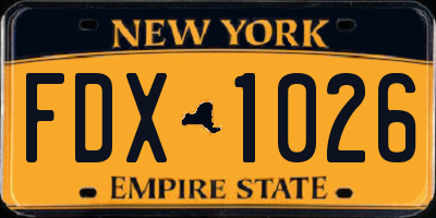 NY license plate FDX1026