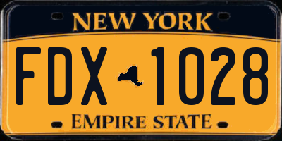 NY license plate FDX1028