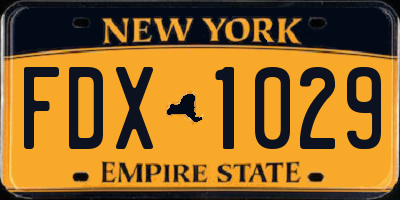NY license plate FDX1029