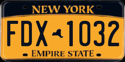 NY license plate FDX1032
