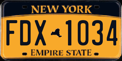NY license plate FDX1034