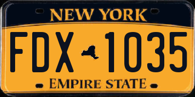 NY license plate FDX1035