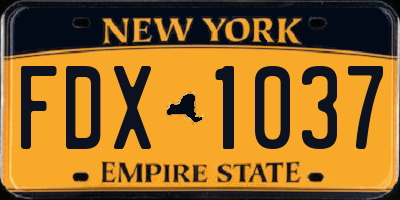 NY license plate FDX1037