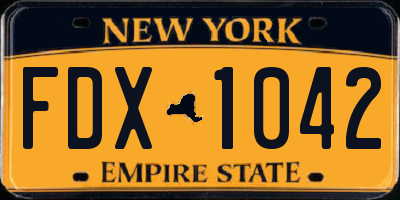 NY license plate FDX1042