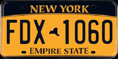 NY license plate FDX1060