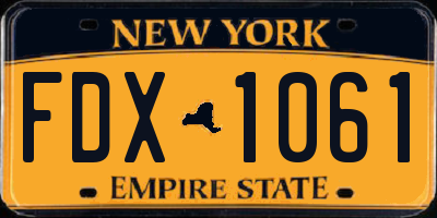 NY license plate FDX1061
