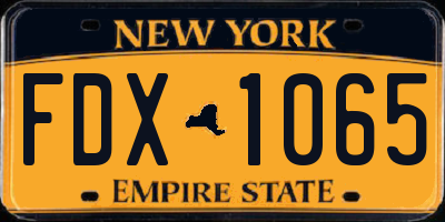 NY license plate FDX1065