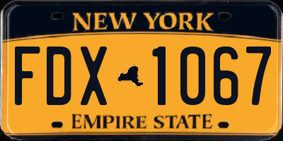 NY license plate FDX1067