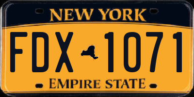 NY license plate FDX1071