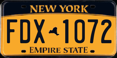 NY license plate FDX1072