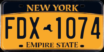 NY license plate FDX1074