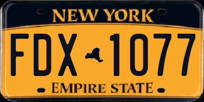 NY license plate FDX1077