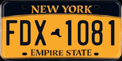 NY license plate FDX1081